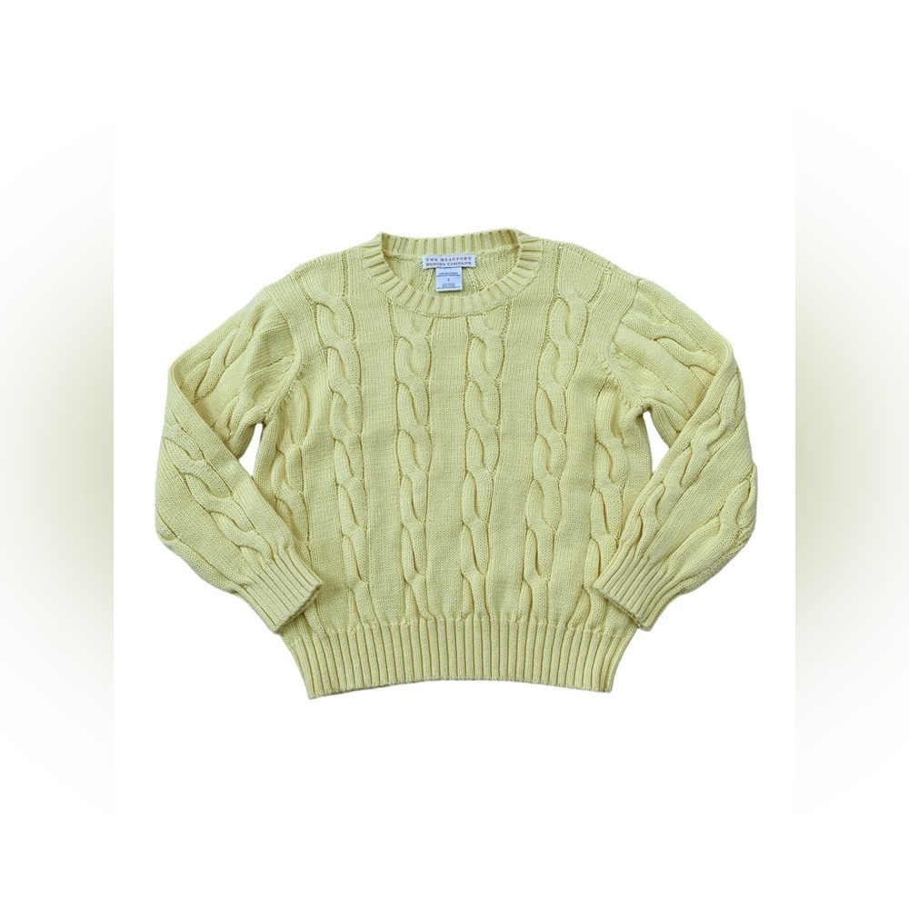 The Beaufort Bonnet Company Size 7 Yellow Crawford Crewneck Cable Sweater